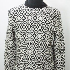 Eidos Girocollo THICK White Black Woven Knitted Merino Wool Sweater M BRAND NEW